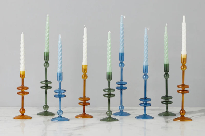 Glass Candlestick Pair (Medium)