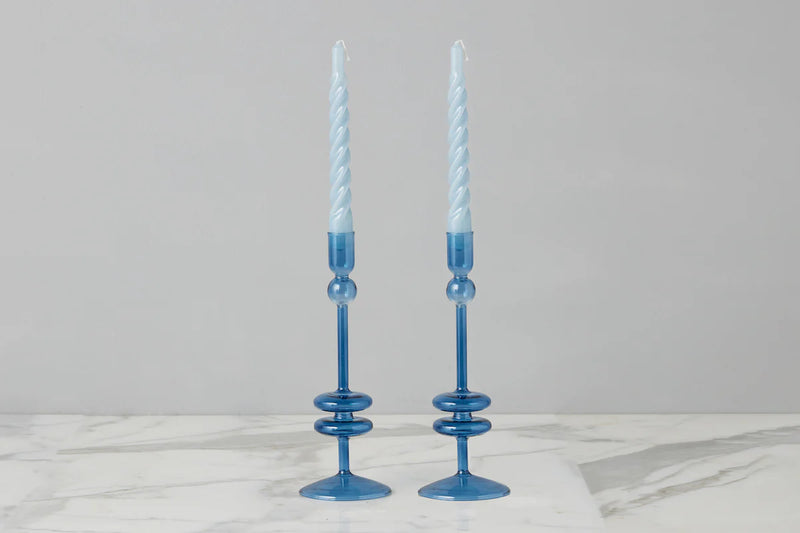 Glass Candlestick Pair (Medium)