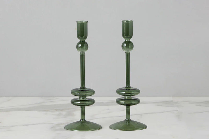 Glass Candlestick Pair (Medium)