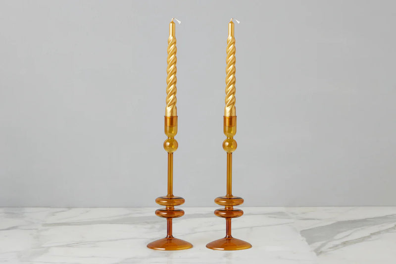 Glass Candlestick Pair (Medium)