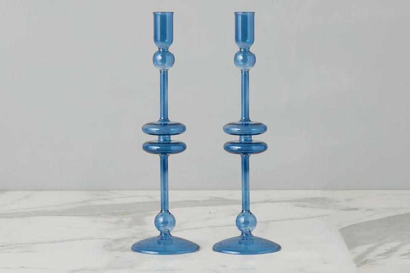 Glass Candlestick Pair (Large)