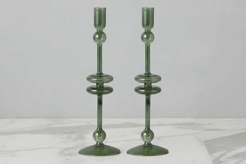 Glass Candlestick Pair (Large)