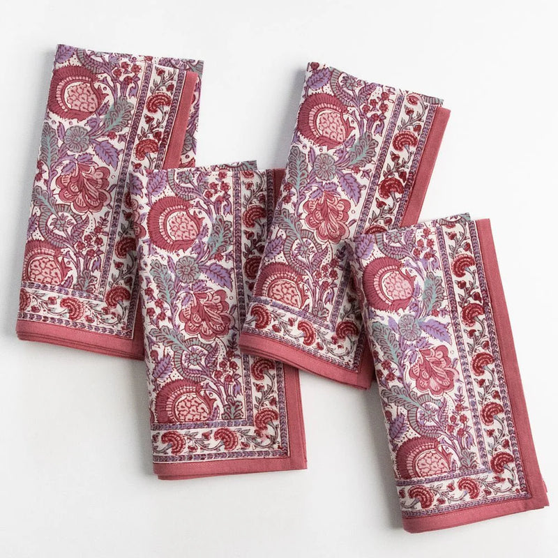 Bohemian Floral Dusty Rose Napkin | Set of 4