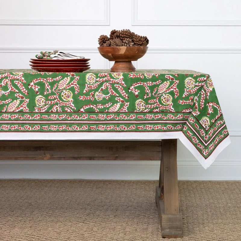 Climbing Dahlia Emerald Green Tablecloth 60"x120"