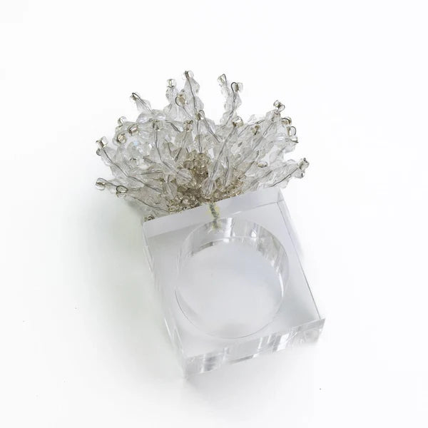 Clear Acrylic Beaded Napkin Ring | Set of 4