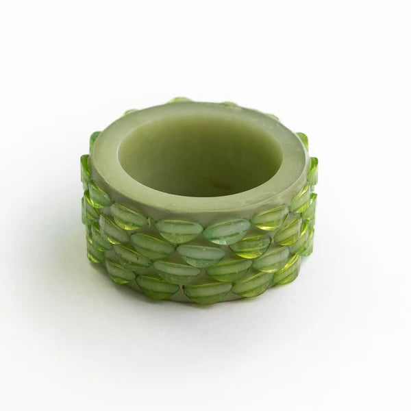 Green Round Rein Beaded Napkin Ring | Set of 4