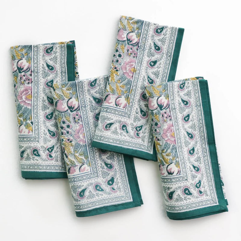 Pomegranate Garden Teal & Lilac Napkin | Set of 4