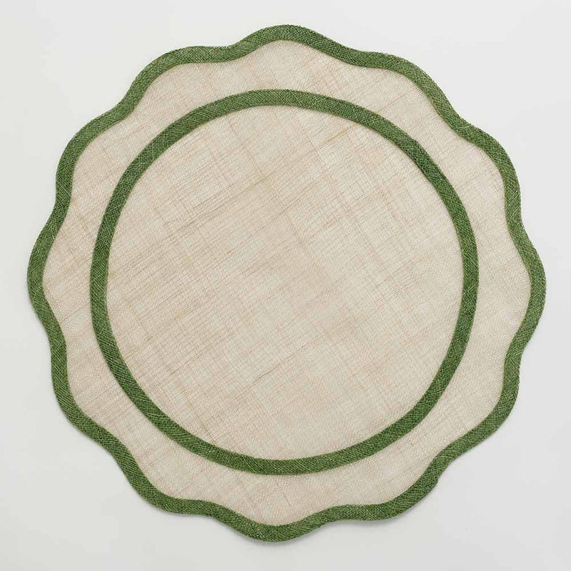 Green Scalloped Rice Paper Placement | Set of 4