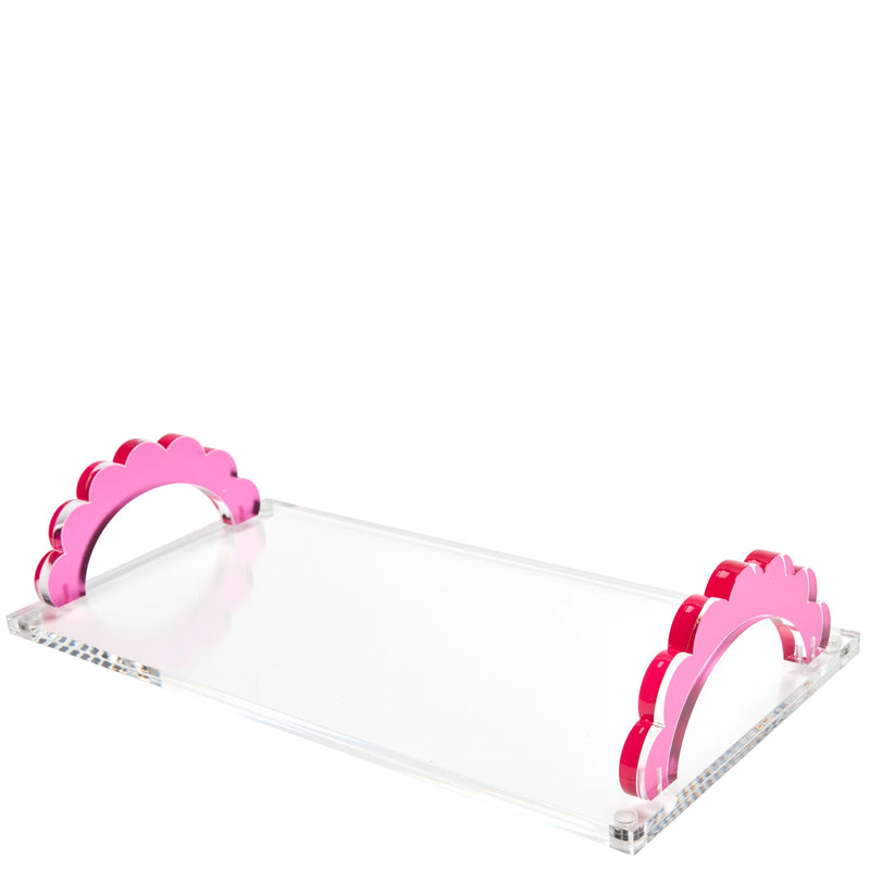 Pink Scallop Handle Photo Tray