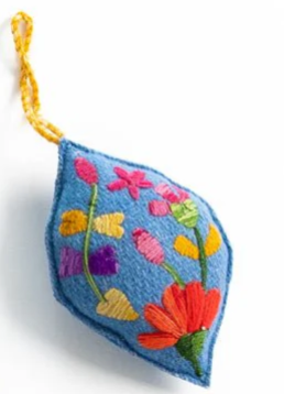 Blue Embroidered Floral Ornaments