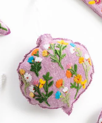 Lilac Embroidered Floral Ornaments