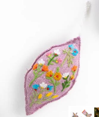 Lilac Embroidered Floral Ornaments