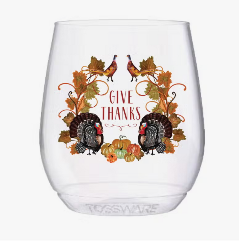 Give Thanks Stemless Glass