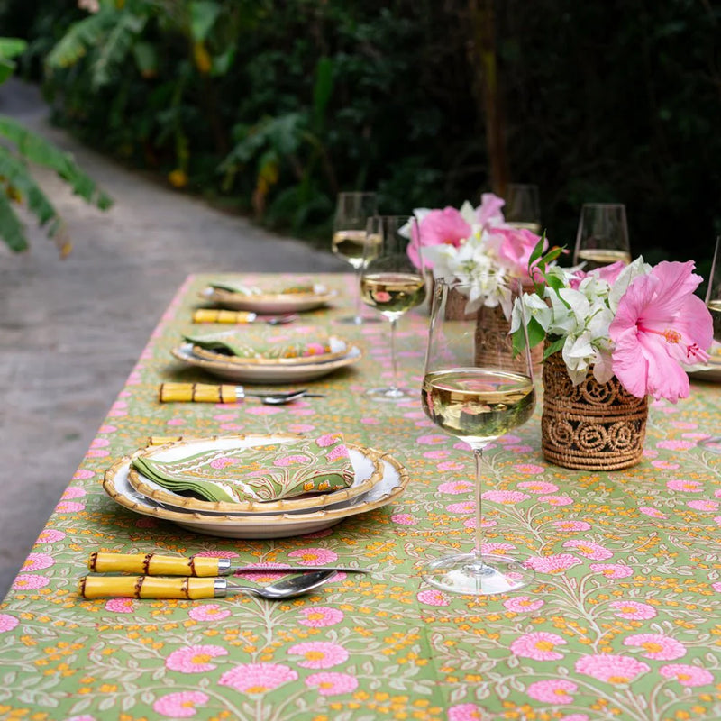Cactus Flower Fern & Flamingo Tablecloth I 60"x140"