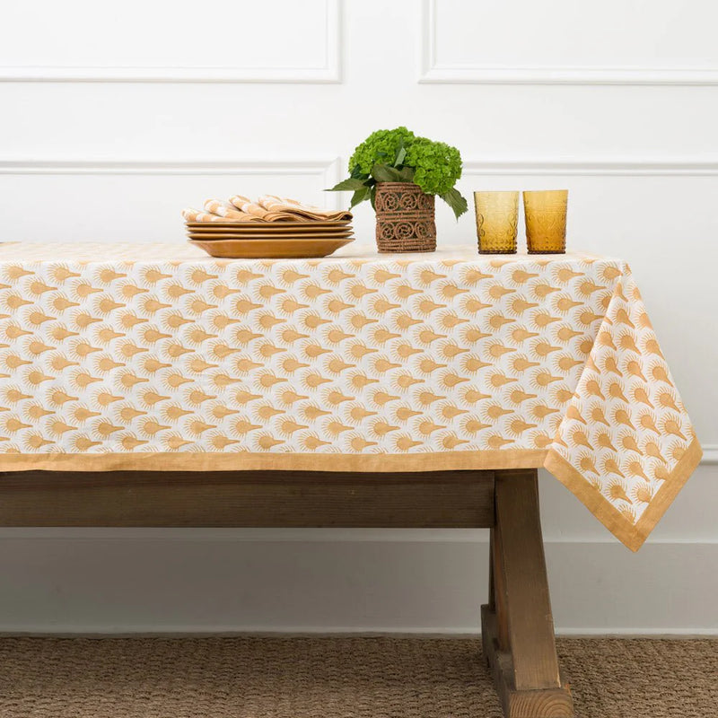 Geo Feather Ochre 60" x 120" Tablecloth