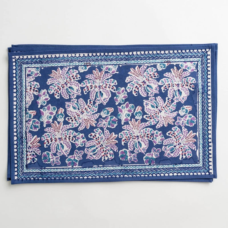 S/4 Grecian Palm & Blue Orchid Placemats