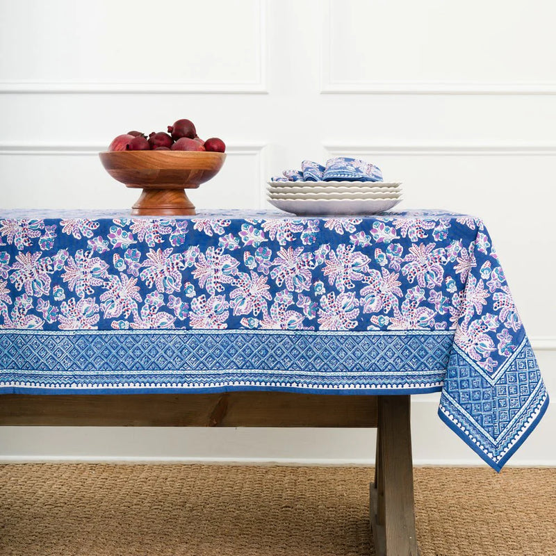 Grecian Palm Blue & Orchid Tablecloth