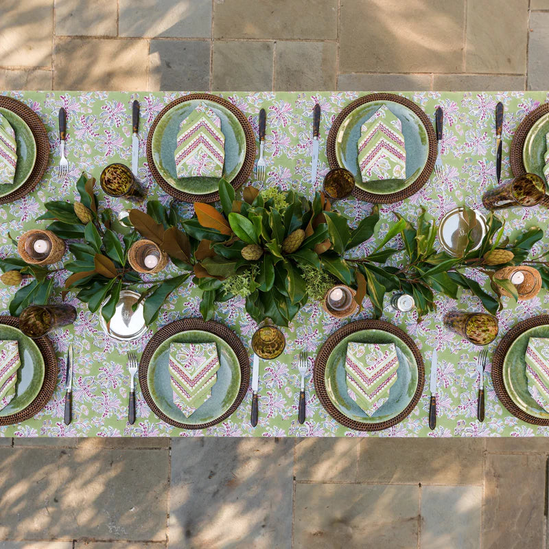 Grecian Palm Fern & Magenta Tablecloth