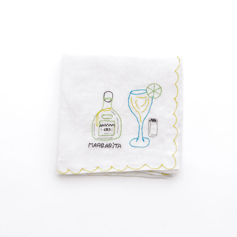 Mixed Drink Embroidered Linen Cocktail Napkins | Set of 6