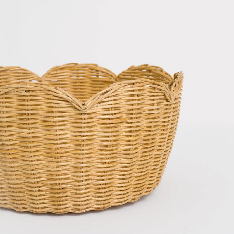 Natural Wicker Scalloped Nesting Bowls