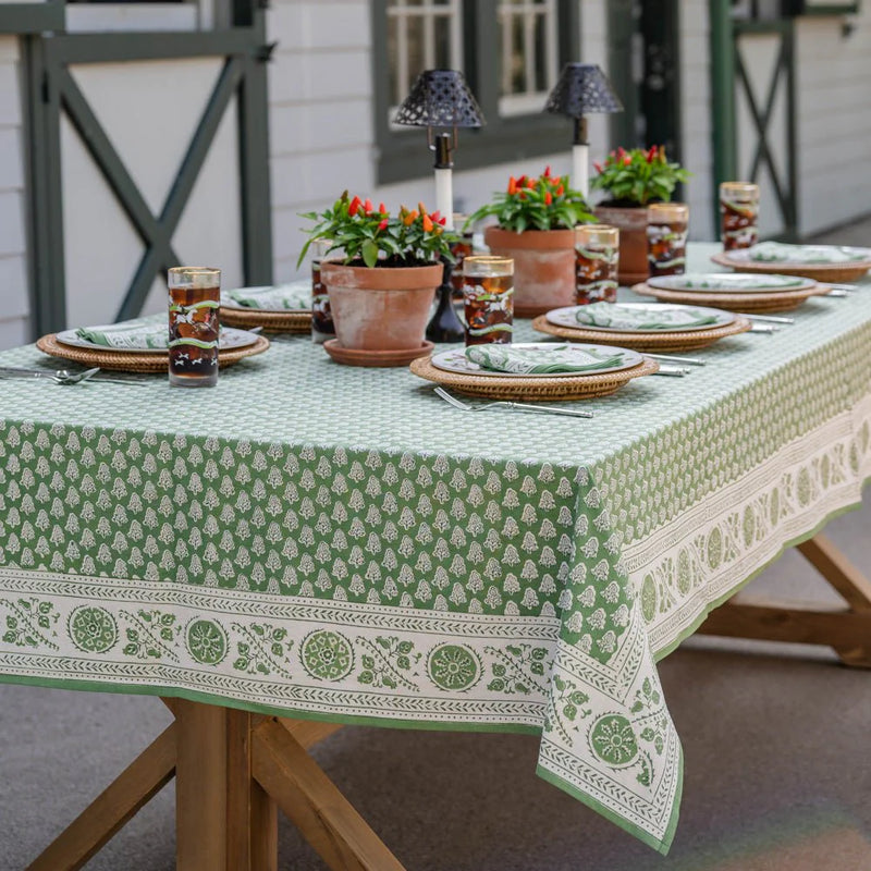 Pom Buti Green Tablecloth I 60"x90"