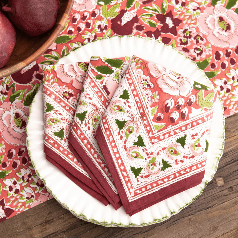 Spice Route Garnet Red Napkins (Set of 4)