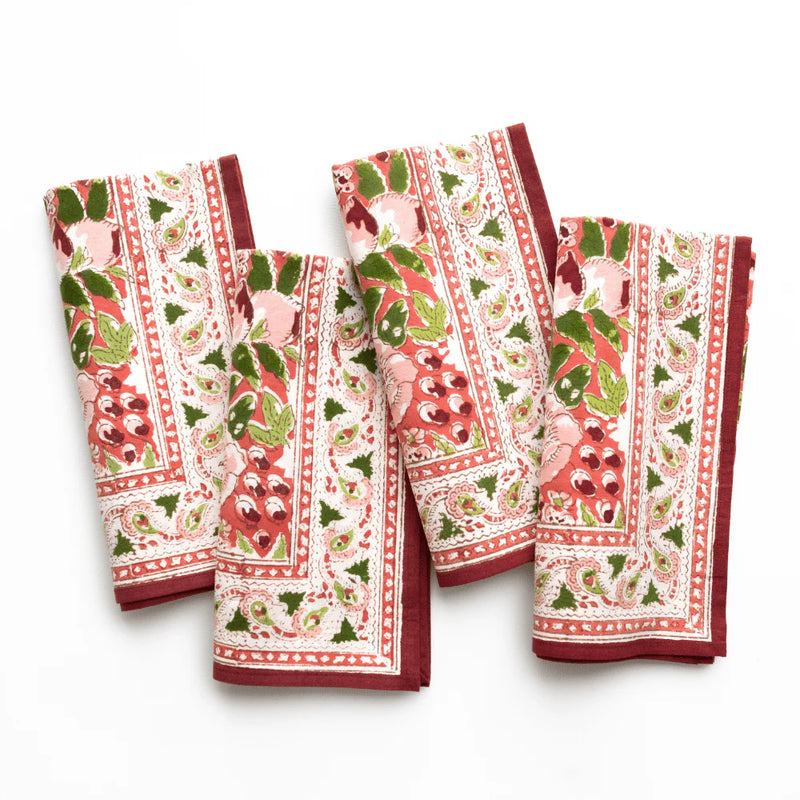 Spice Route Garnet Red Napkins (Set of 4)
