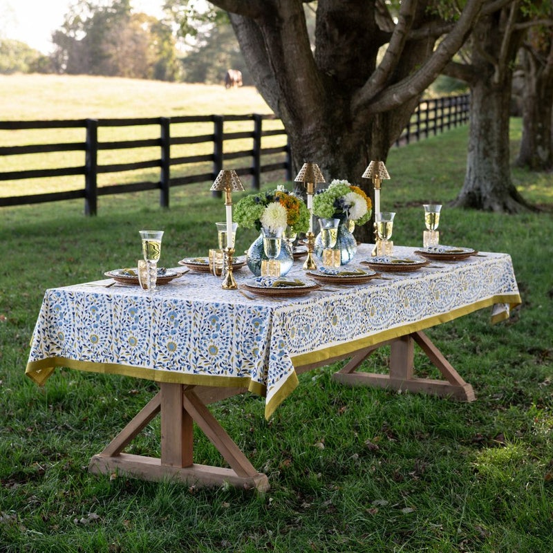 Starflower Blue & Ochre Tablecloth (90 Round)