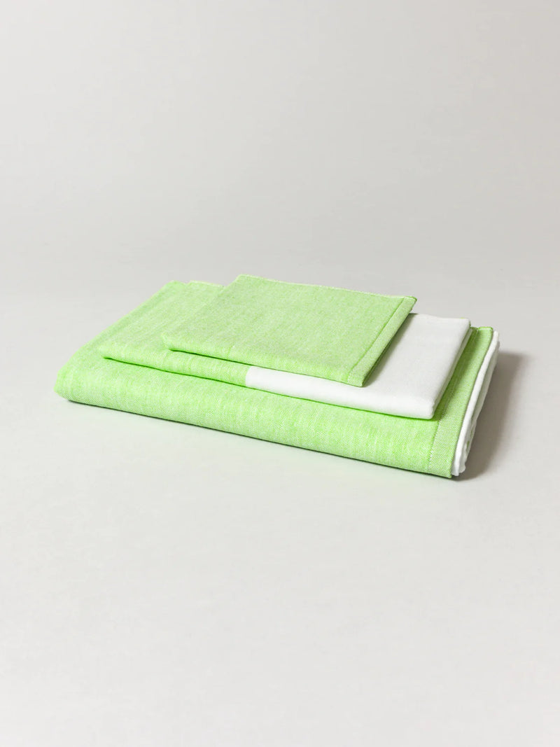 Two Tone Chambray Hand Towel - Green