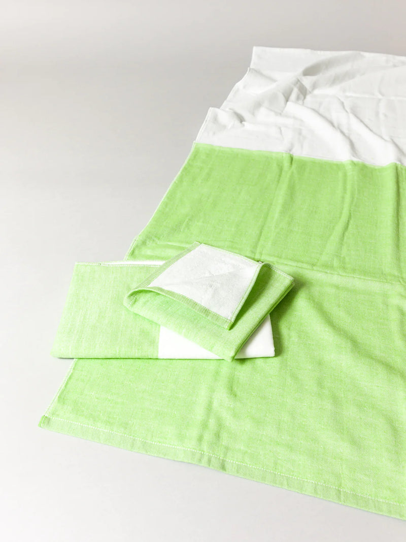 Two Tone Chambray Hand Towel - Green