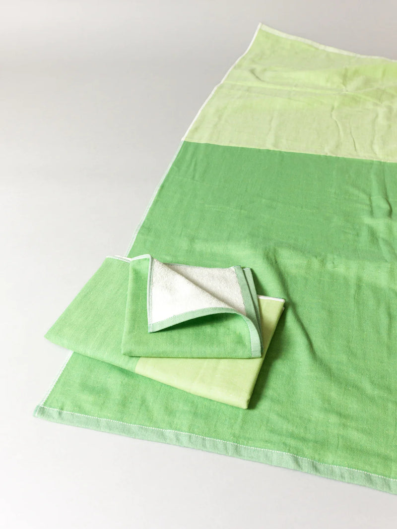 Two Tone Chambray Hand Towel - Green