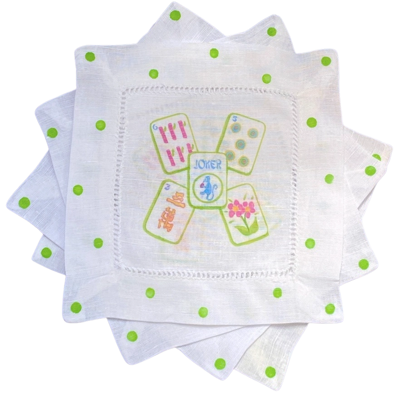 Mahjong Linen Cocktail Napkins