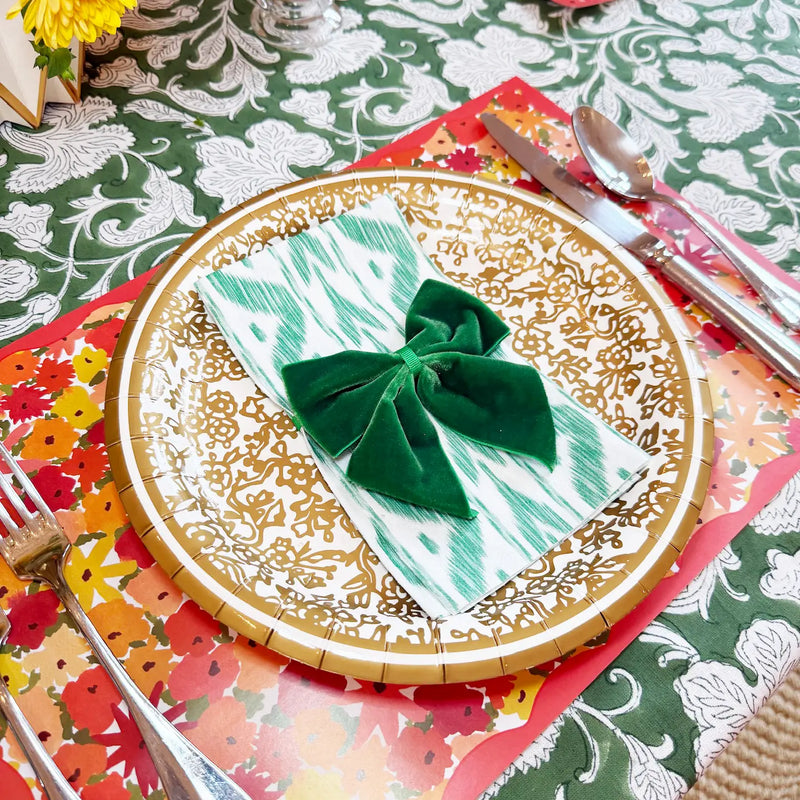 Green Ikat Linen-Feel Paper Guest Towel/Napkin Set of 25