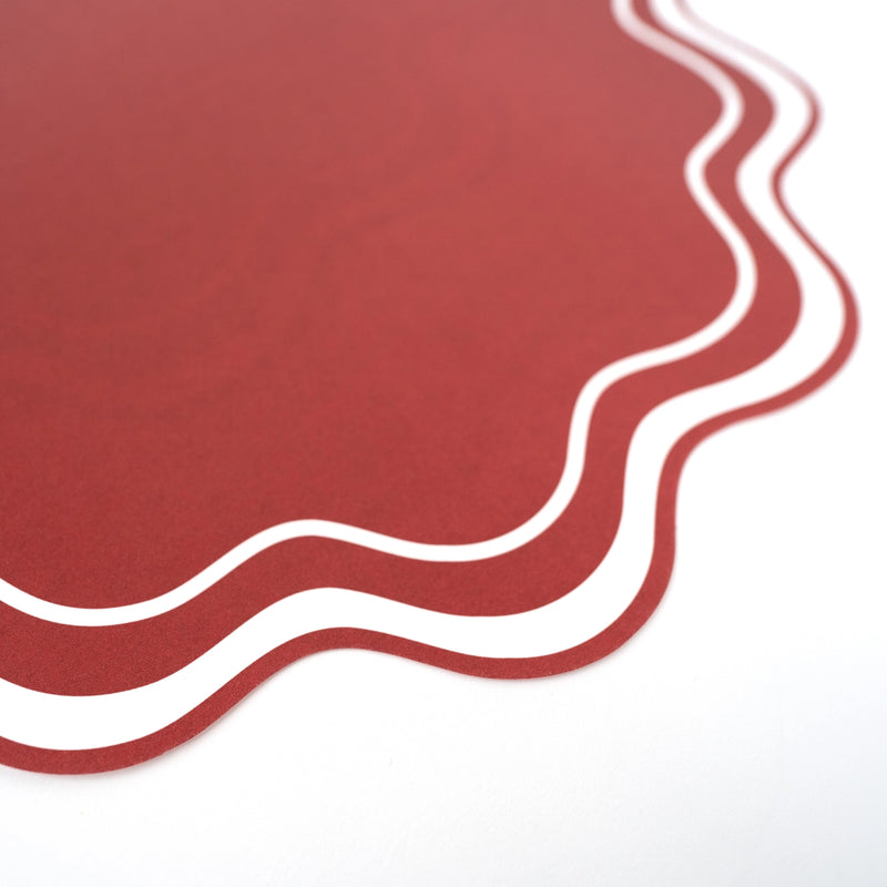 Red Wavy Scalloped Paper Placemat