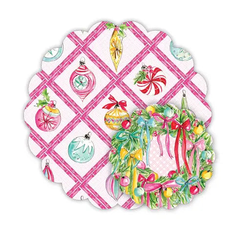 Ornaments in Pink Bamboo Doily Set
