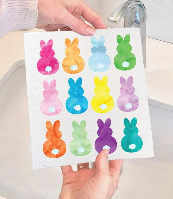 Easter Colorful Bunny Peeps Swedish Dish Cloth