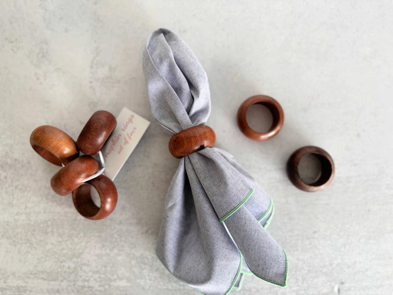Round Wooden Napkin Rings | Set of 4