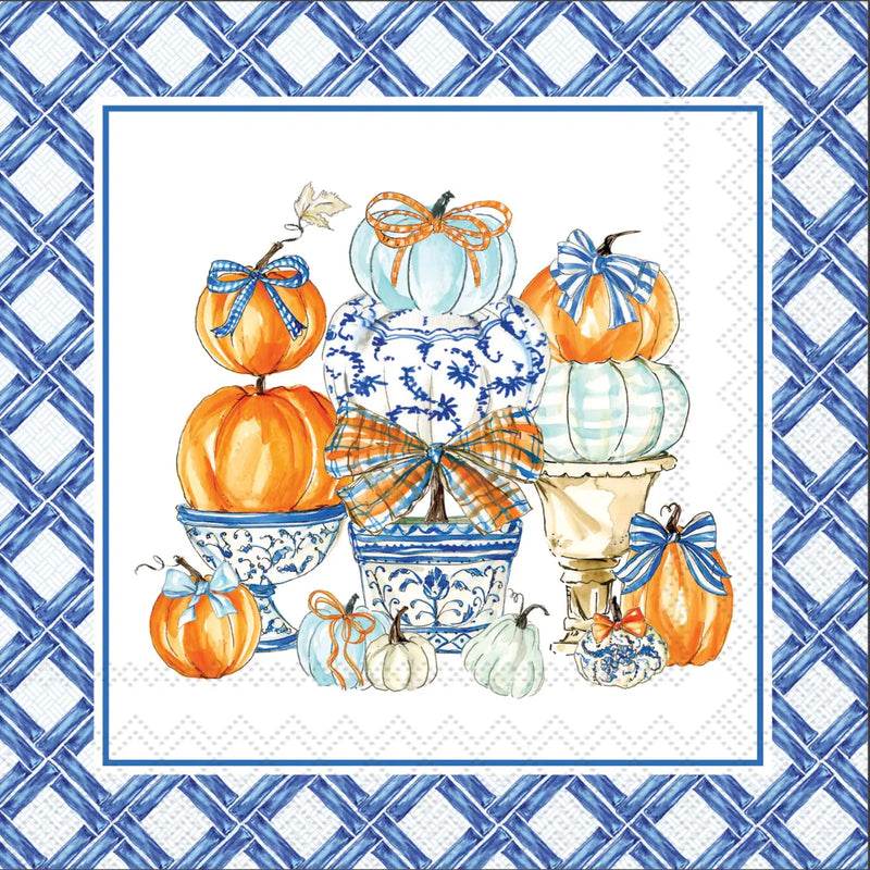 Chinoiserie Pumpkin Topiary Paper Cocktail Napkin