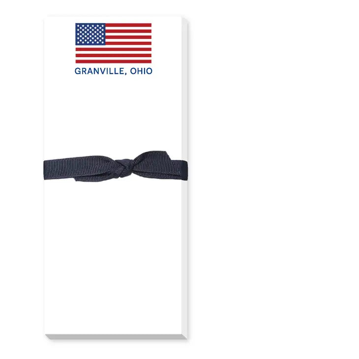 USA Flag Skinnie Notepad (with Custom City & State)