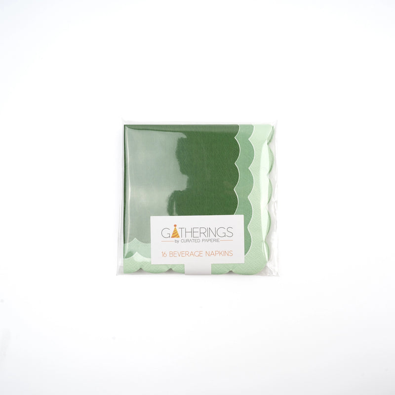 Green Ombre Scallop Beverage Napkins