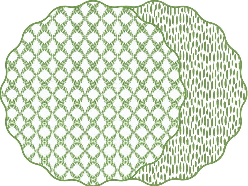 Green Trellis Double Sided Scallop Placemat
