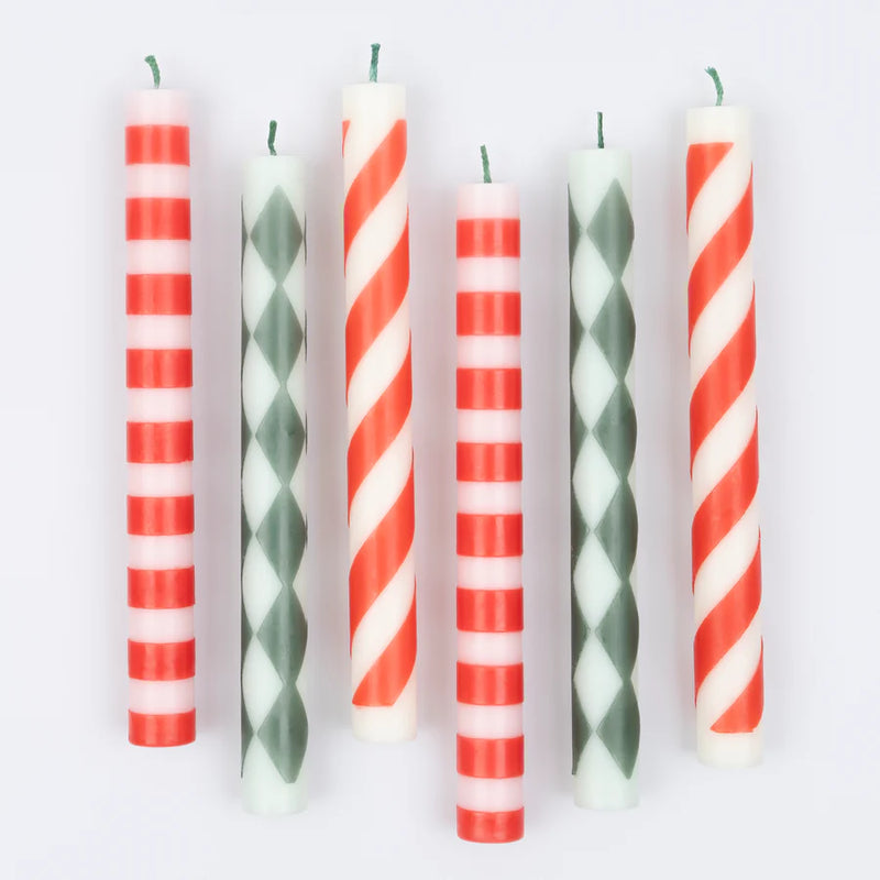 Festive Stripe Table Candles