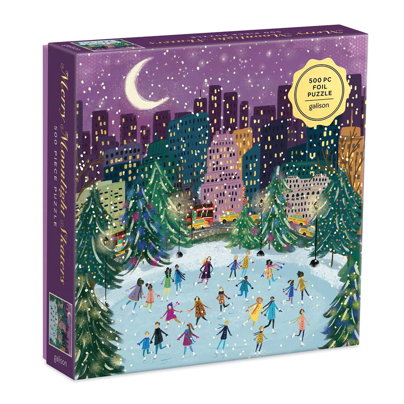 Merry Moonlight Skaters Foil Puzzle