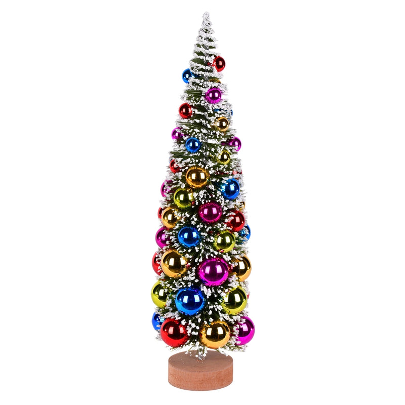 Frosted Green Tree with Multi Balls 18"