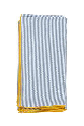 Light Blue Framed Striped Napkins (S/6)