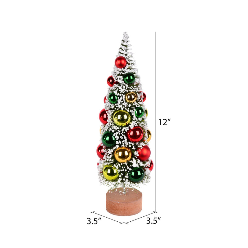 Frosted Tree Red-Grn-Gold Balls 12"