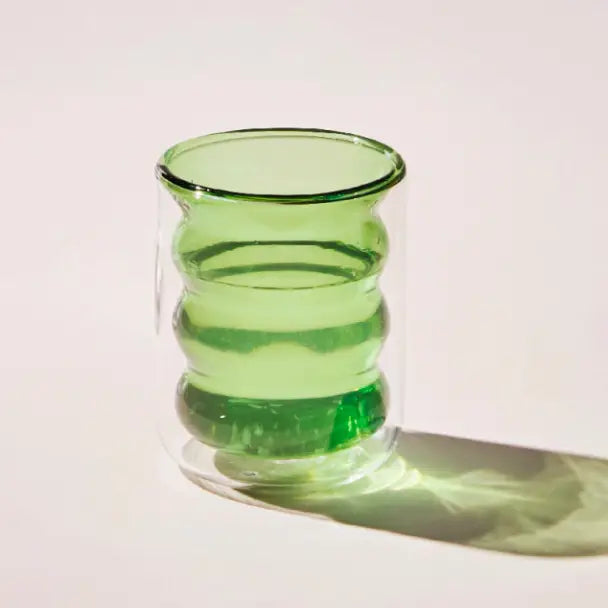 Colored Double Layer Glass Cup