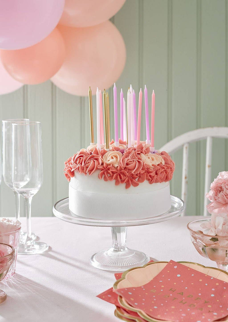 Rose Pink & Gold Birthday Candles