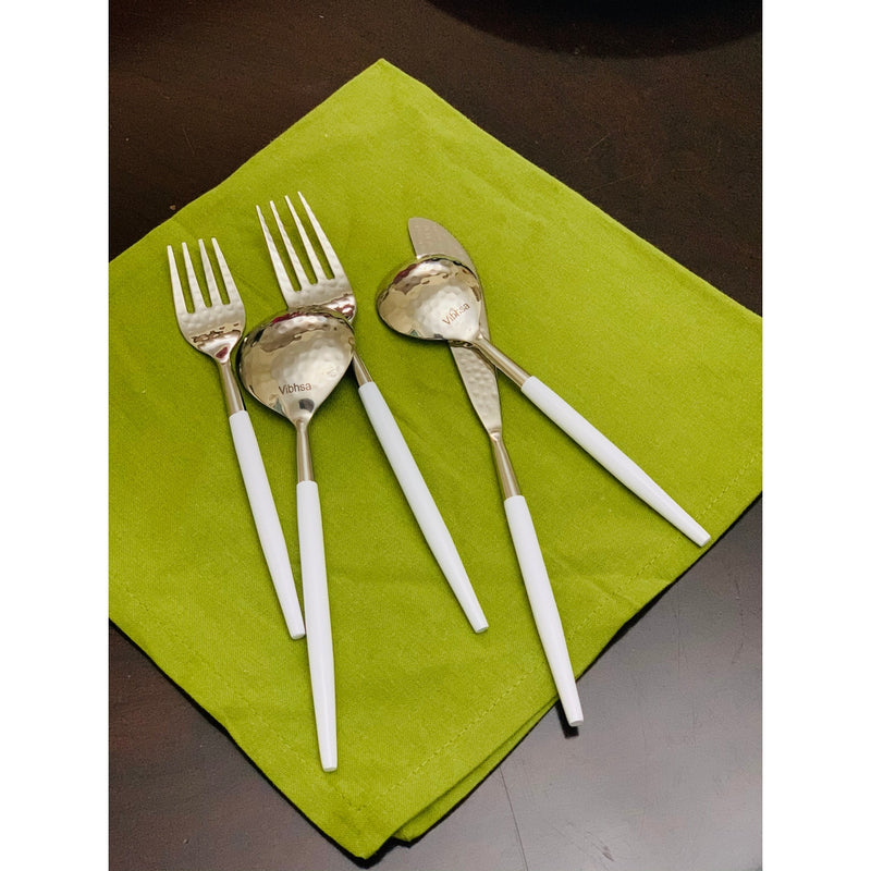 Flatware Stainless Steel 20pc Set in Silver & White