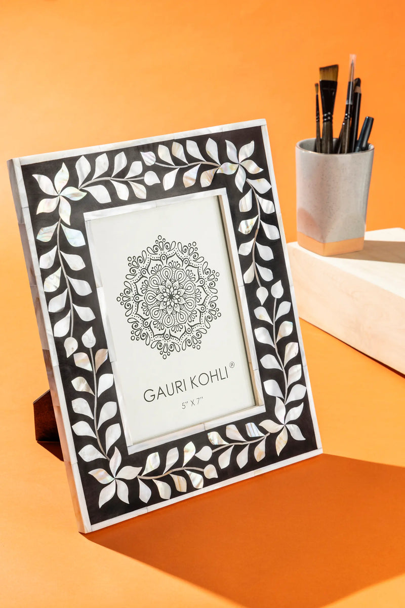 Jodhpur Mother of Pearl Picture Frame- Black